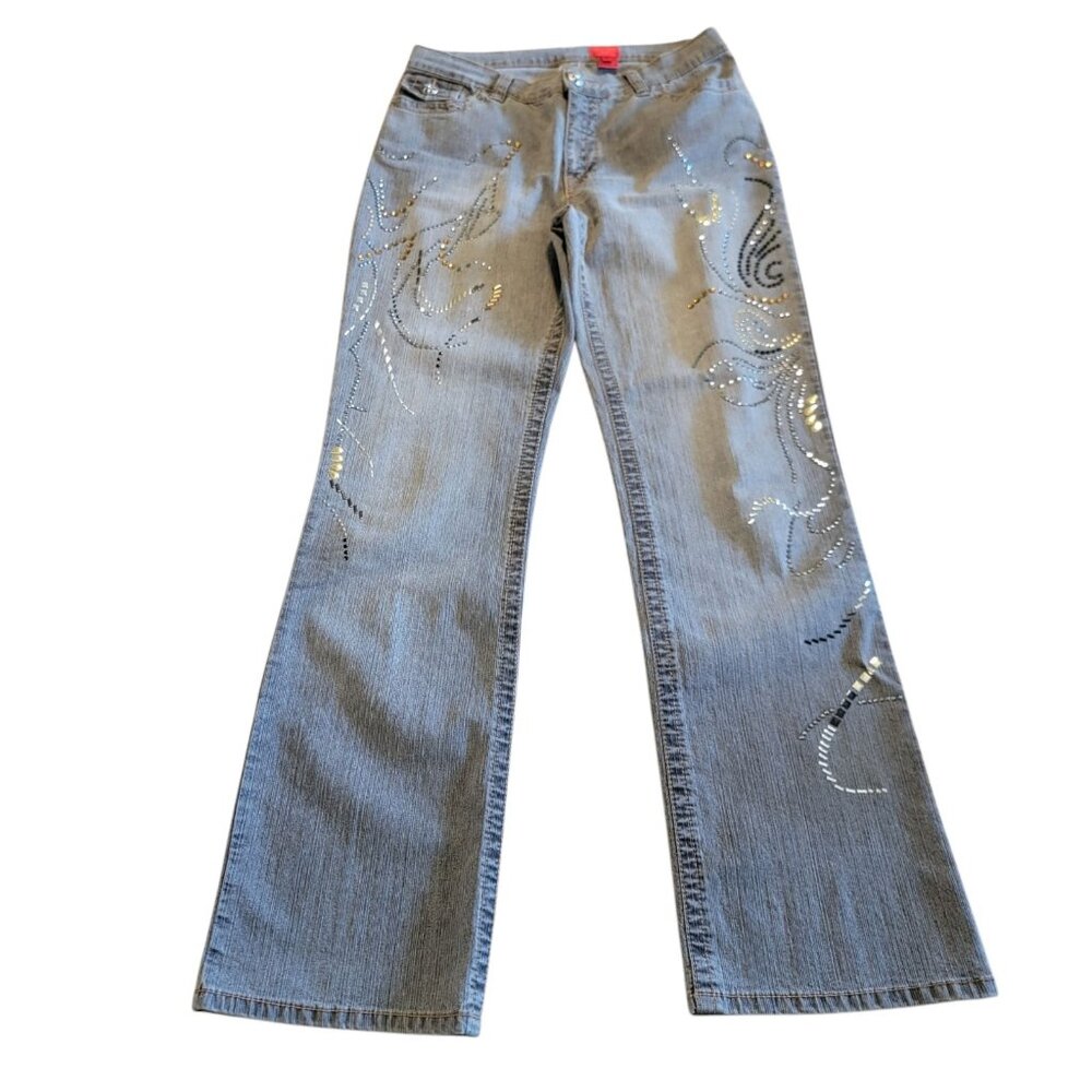 Vintage Very Vera Jeans Embroidered Straight‎ Size 8 Bohemian Blue Gray